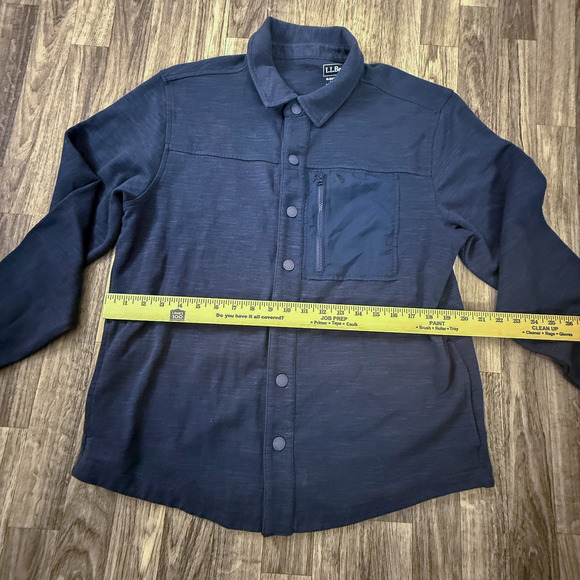 L.L. Bean Slightly Fitted L REG Blue Button Jacket Shirt Men’s 516015 Workwear - Picture 8 of 9
